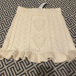 LoveShackFancy sweater skirt, size small ivory